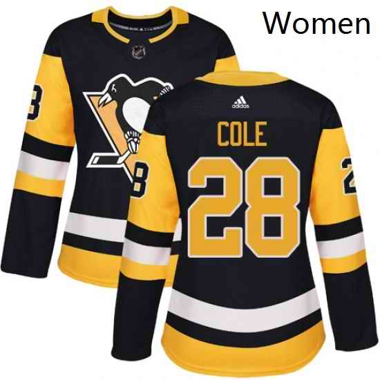 Womens Adidas Pittsburgh Penguins 28 Ian Cole Authentic Black Home NHL Jersey
